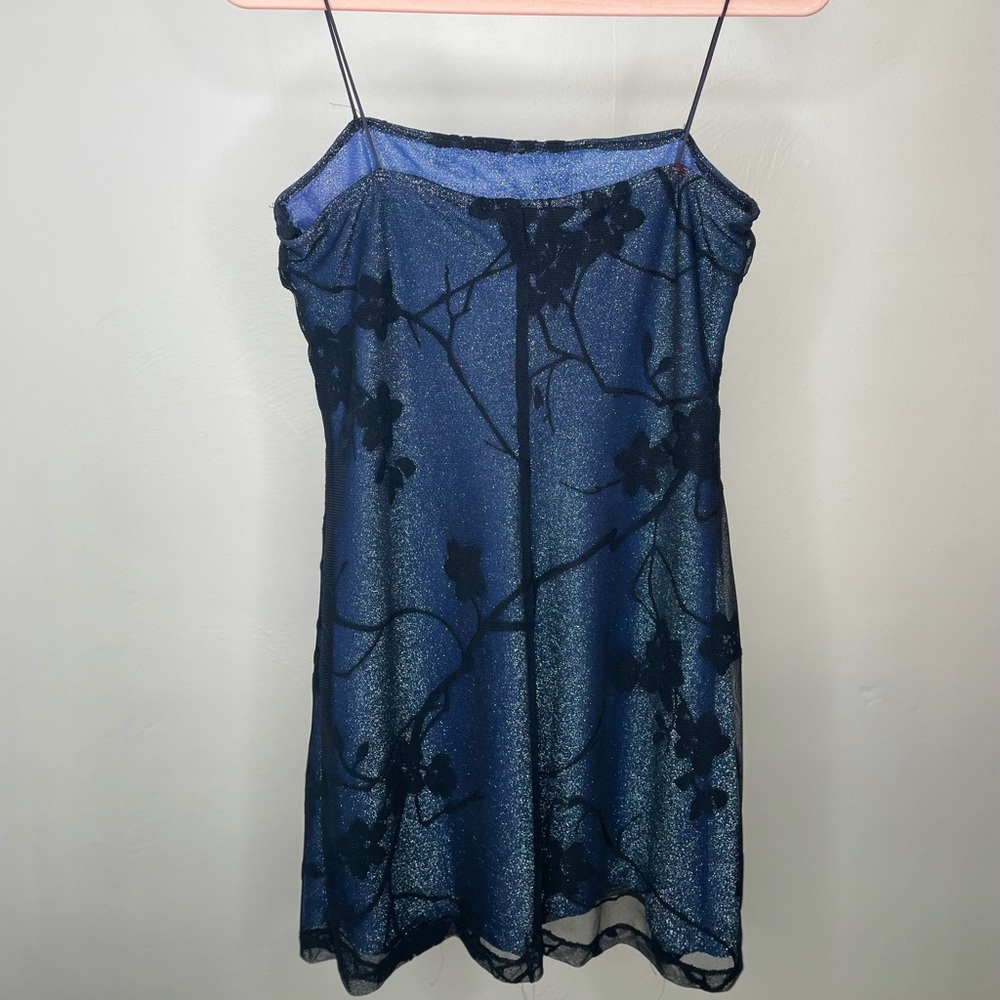 Sparkly Blue Mini Dress. Size Large. Retro